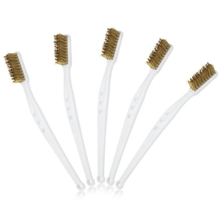5 Pcs Small Wire Brush Set, Brass Wire Brushes for Cleaning Rust, Paint, and Welding Slag