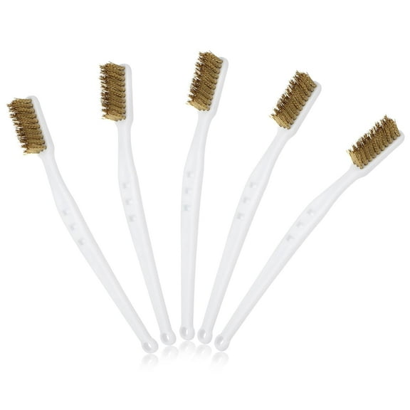 5 Pcs Small Wire Brush Set, Brass Wire Brushes for Cleaning Rust, Paint, and Welding Slag
