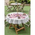 thumbnail image 4 of Outdoor Tablecloth with Umbrella Hole for Patio/Picnic/Party/Camping, Pink Lotus Flowers Waterproof Table Cloth Round Cover Washable, Classic Love Heart Leaves Grey (Dia 54"), 4 of 9