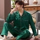 thumbnail image 2 of Pijamas de primavera y otoño para hombre, de manga larga, de seda fina, para verano, para jóvenes, para el hogar, traje de seda, talla grande, 2 of 6