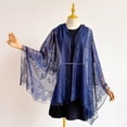 thumbnail image 6 of 1 Piece Hollow Lace Shawl for Women, Tassel-Trimmed Sun Protection Cover-Up with Open Front Design for Beach & Vacation Dark Blue, 6 of 6