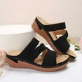 thumbnail image 6 of TKYCMSUAKI Womens Wedge Sandals Leather: Dressy Sandal, Rubber Sole, Comfortable Walking, Casual Slip on Summer Shoes, 6 of 9