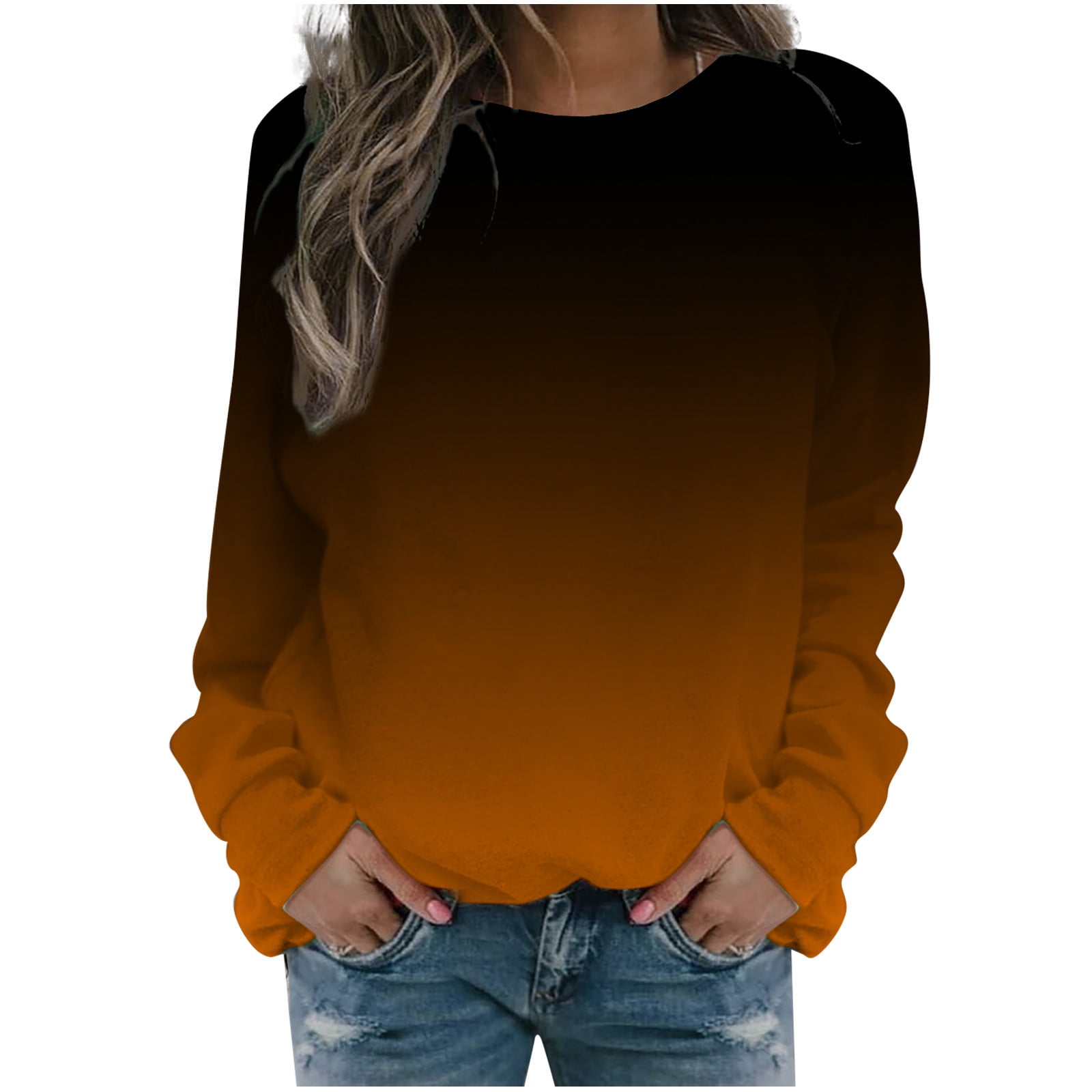 Summer Savings Clearance 2023! VERUGU Women's Crewneck Sweatshirt, Women's  Tops Gradient Print Long Sleeves Pullover Crewneck Sweatshirt Casual Loose  Sweatshirt Green | Walmart Canada