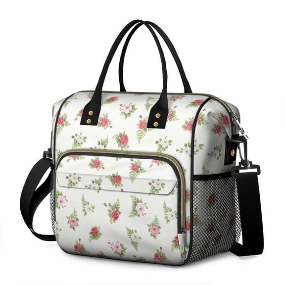 Pioneer Flower Floral Print Pattern Womens Lunch Box for Work,Insulated Large Lunch Bag,Leakproof Adult Lunch Bag for Work,Beach,Travel,Picnic,Camping