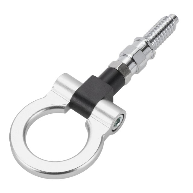 Gancho de remolque único / Gancho de remolque delantero universal para automóvil / Anillo de gancho de remolque rotativo de metal duradero de 18.5 cm 3 mm 1 pieza tono plateado