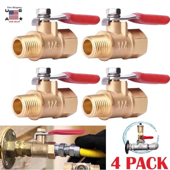 4PCS 1/4" Male Female NPT Brass Ball Valve Water Air Tank Drain Shut Off USA