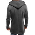 thumbnail image 2 of Men Splicing Hooded Solid Trench Coat Jacket Cardigan Long Sleeve Outwear Blouse, 2 of 5