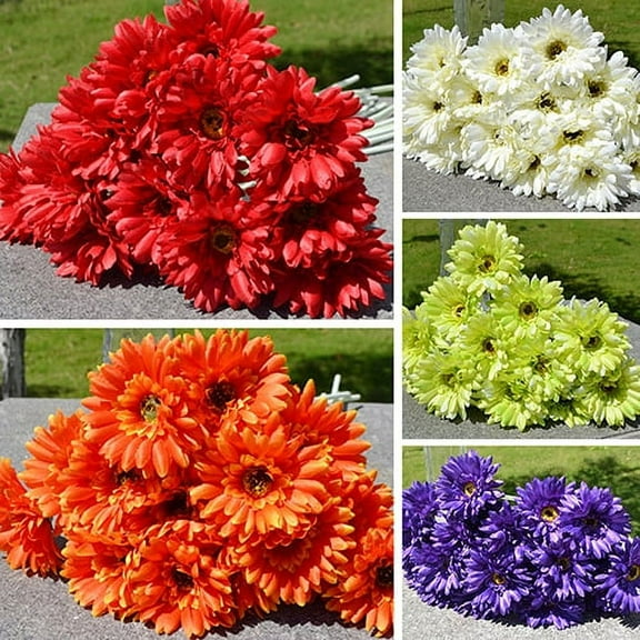 UDIYO 5Pcs Artificial Flower DIY Beautiful Real Touch Fake Chrysanthemum Flower Branch Home Decoration for Garden