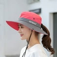 thumbnail image 5 of Women Visor Bucket Hat Summer Sun Beach Wide Brim Boonie Ponytail Cap Quick-Dry UV Protection Sun-Hat Bucket-Cap with Ponytail Hole, 5 of 7