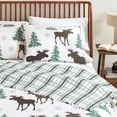 thumbnail image 6 of Lodge Quilt Set - Lightweight, Soft, All-Season - 3-Piece Reversible Rustic Bedding Set (King / California King, Moose - Chocolate), 6 of 6