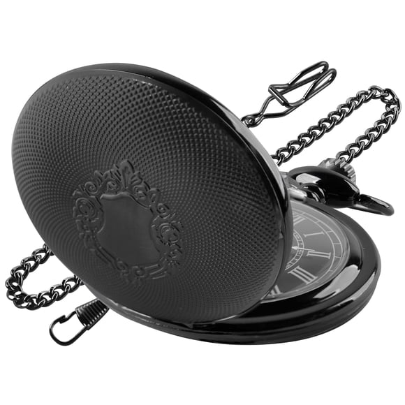 Reloj de bolsillo Realpoo 46 mm de cuarzo negro con cadena