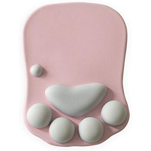 Alfombrilla de ratón con diseño de huella de gato con soporte para muñeca, almohadilla de gel suave para reposamuñecas, diseño bonito, cojín cómodo para alfombrilla de ratón para ordenador, Mac, portátil, alfombrilla de ratón para decoración de escritorio (gris) Zhivalor HMKY338-4