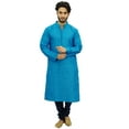 thumbnail image 2 of Atasi Ethnic Men's Kurta Pyjama Set Blue Bollywood Designer Shirt-Medium, 2 of 7