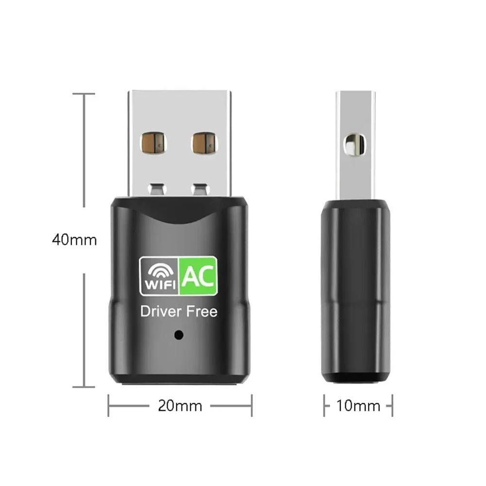 Clé WiFi USB Double Bande AC600 Mbps | 2,4 GHz / 5 GHz | Realtek | Plug & Play | Pour PC Fixe, Portable, Tablette - 6
