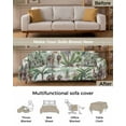 thumbnail image 3 of Green Palm Leaves Sofa Couch Covers for 3 Cushion Couch,Washable L Shape Sectional Sofa Covers for Loverseat/Pet/Kid,Tropical Tree Summer Beach Plant Slipcover Throw Blanket Futon Cover 71''x134'', 3 of 8
