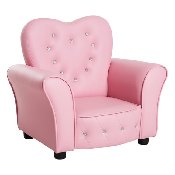 Kids Sofa Toddler Chair, Pink Princess Upholstered Couch for Preschool Girls, Child Furniture with Diamond Tufted Design, Ages 3-9, 99lbs Capacity