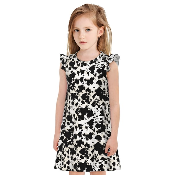 Balery Cow Skin 1 Camisón de princesa para niñas, pijama de algodón con mangas abullonadas, suave y bonito.-XX-Large