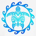 thumbnail image 3 of CafePress - Blue Tribal Turtle Sun T Shirt - 100% Cotton Ringed T-Shirt, 3 of 4