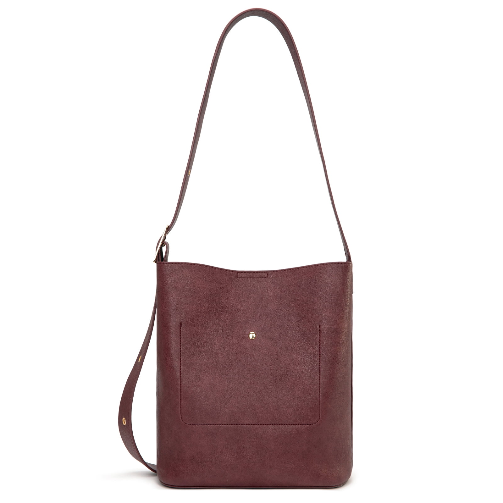 Montana West Medium Hobo Shoulder Bag for Women, 2PCS Slouchy Crossbody Purse with Zipper Pouch, Casual Bucket Handbag, Burgundy