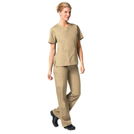 

Maevn CORE Women s Classic V-Neck Solid Scrub Top & Full Elastic Band Cargo Scrub Pant Set [XXS - 3XL]