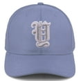 thumbnail image 2 of Daxton Premium Mid Profile Hat Semi Curved Visor Dusty Blue Cap White Silver Gothic Embroidered, Letter Y, 2 of 4