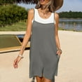 thumbnail image 5 of lcziwo Womens Summer Casual Sleeveless Rompers Vacation Beach Spaghetti Strap Shorts Overalls Solid Causal Cotton Comfy Romper with Pockets Ofertas Relampago de Hoy Dark Gray XL, 5 of 9