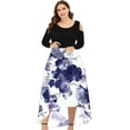 thumbnail image 2 of LSLJS Plus Size Women Sexy Round Neck Off Shoulder Floral Printed Strapless Gradient Splicing Long Sleeve Pullover Irregular Hem, Cocktail Dresses for Women Evening Party, 2 of 4