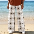 thumbnail image 4 of Maplenight Plaid Wide Leg Pants for Women Elastic Waist Long Trousers with Pockets Loose Casual Lounge Pants, 4 of 5