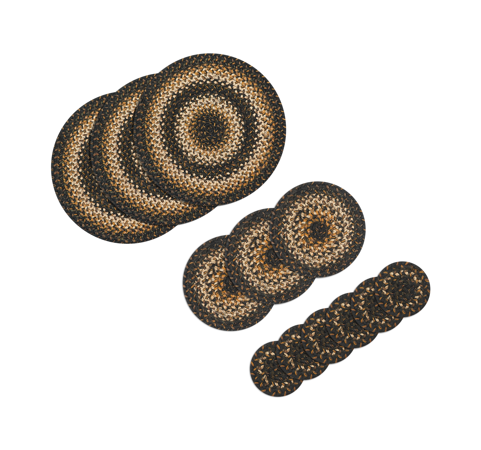 Homespice Kilimanjaro Black Jute Braided Table Accessories ( Pack Of 11