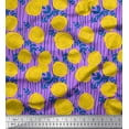 thumbnail image 1 of Soimoi Purple Japan Crepe Satin Fabric Stripe,Leaves & Floral Hand Drawn Printed Craft Fabric by the Yard 42 Inch Wide, 1 of 1