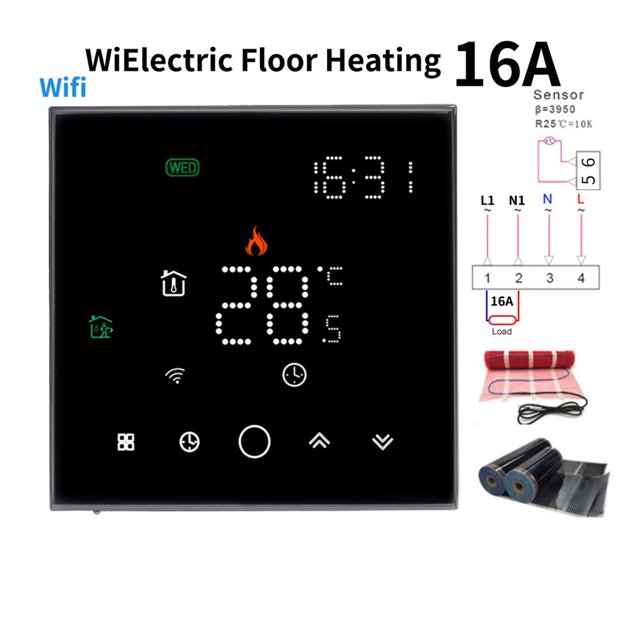 Smart Wifi Underfloor Room Thermostat Water Gas Boiler Electric Floor Heating APP Remote Temperature Touch Glass Screen Temperature Controller ,Easily DIY