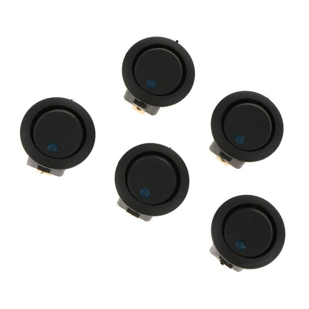 5 Piezas 12V 16A 3-PIN Ronda Rocker Toggle Dot Interruptor de para Camión de Coche , luz de color azul luz azul shamjiam Interruptor basculante redondo