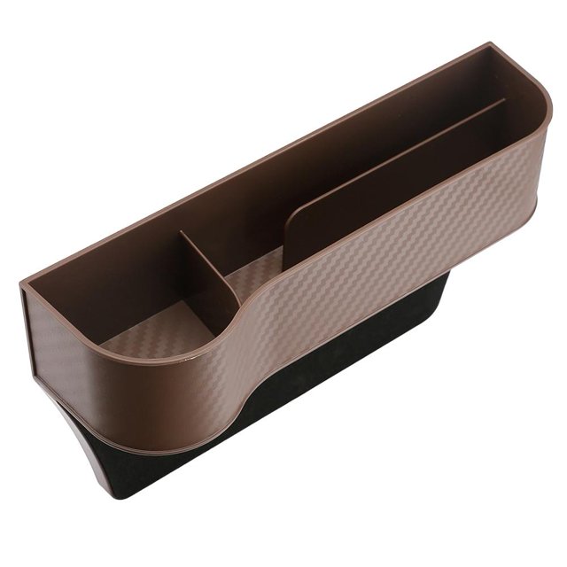 Estuche multifuncional de fibra de carbono organizador para espacio de asiento de automóvil (conductor marrón)