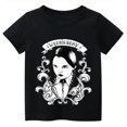 thumbnail image 1 of Nouveau T-Shirt Noir Wednesday Addams Garçon Fille Été Vêtements Décontractés Col Rond Manche Courte Blouse Y2k Wednesday Rôle Chemises, 1 of 2