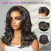 LUVME Effortlessly Chic Layered Haircut Wavy Glueless HD Minimalist Lace Short Wig