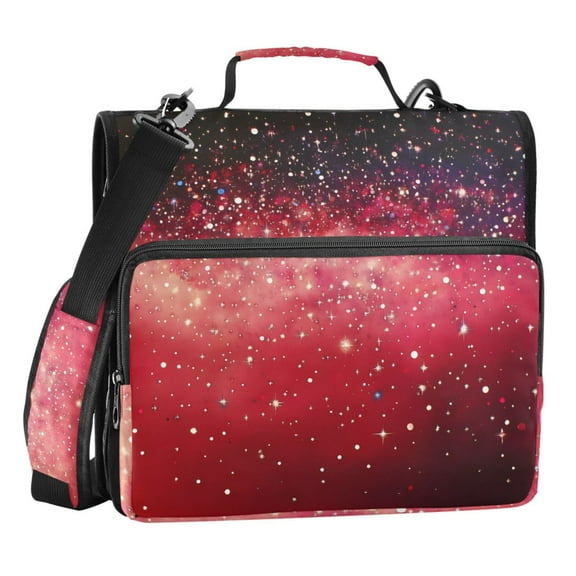 ALAZA Zipper Binder Bag Glittering Tie Dye 3 Ring File Folder Binder Organizer Bag