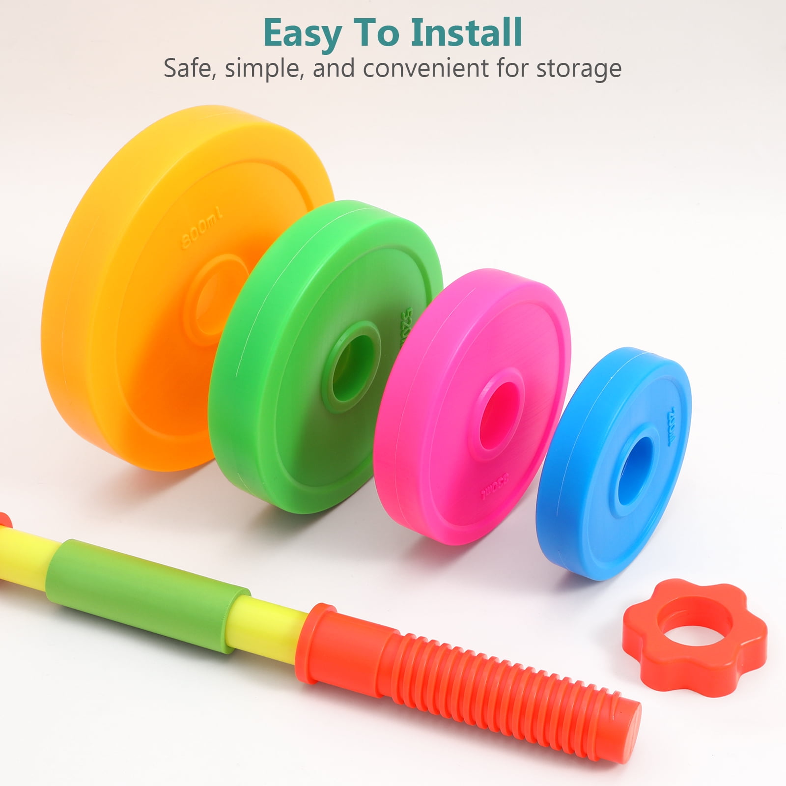 Adjustable Plastic Dumbbell for Kids - Lightweight Barbell Hand Weights for Children's Exercise and Strength Training