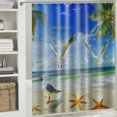 thumbnail image 6 of Orinice  Tropical Scene Shower Curtains, Hawaii Summer Palm Tree Beach Seaside Coastal Ocean Scenery Seagull Decor Bath Curtains for Bathroom Set, Waterproof Durable Cloth with 12 Hooks,  36x72, 6 of 7