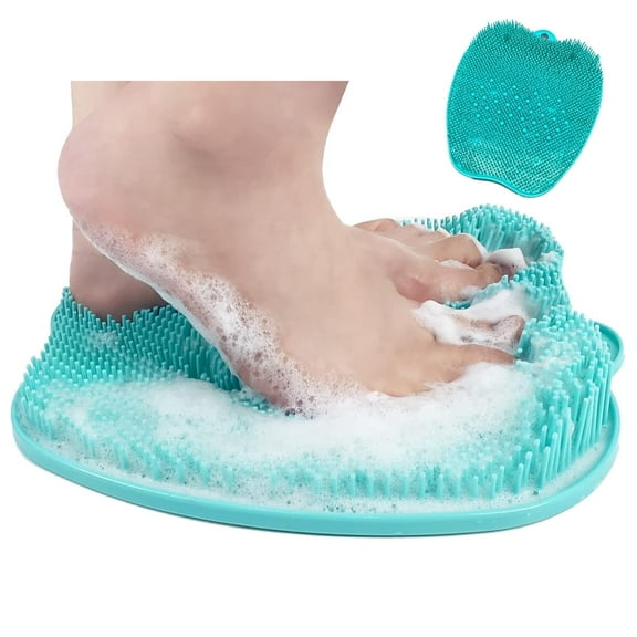 Shower Foot Scrubber Mat,XL Larger Size Foot Massager Mat with Non- Suction Cups - Cleans, Exfoliationl,Massages Your Feet Without Bending,Foot Circulation & Relieve Tired Feet (Green)