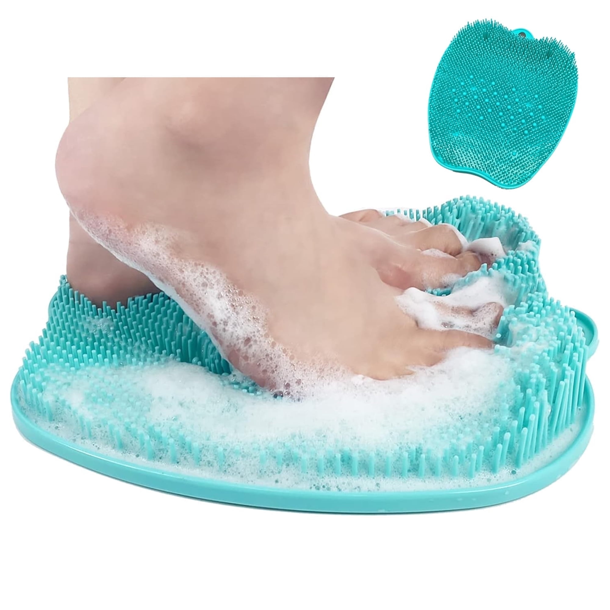Shower Foot Scrubber Mat,XL Larger Size Foot Massager Mat with Non-Slip Suction Cups - Cleans, Exfoliationl,Massages Your Feet Without Bending,Foot Circulation & Relieve Tired Feet (Green)