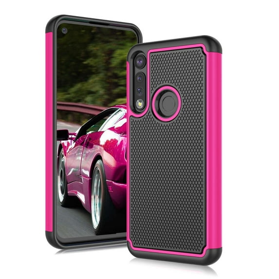 Case for Motorola Moto G Power 2020, Case for Moto G Power 6.4", Njjex Shock Absorbing Dual Layer Silicone & Plastic Bumper Rugged Grip Hard Protective Cases Cover for Moto G Power (2020) -Rose