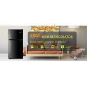 3.5 Cu.Ft Compact Refrigerator Mini Fridge with Freezer, Small Refrigerator with 2 Door, 7 Level Thermostat Removable Shelves for Kitchen, Dorm, Apartment, Bar, Office - Black