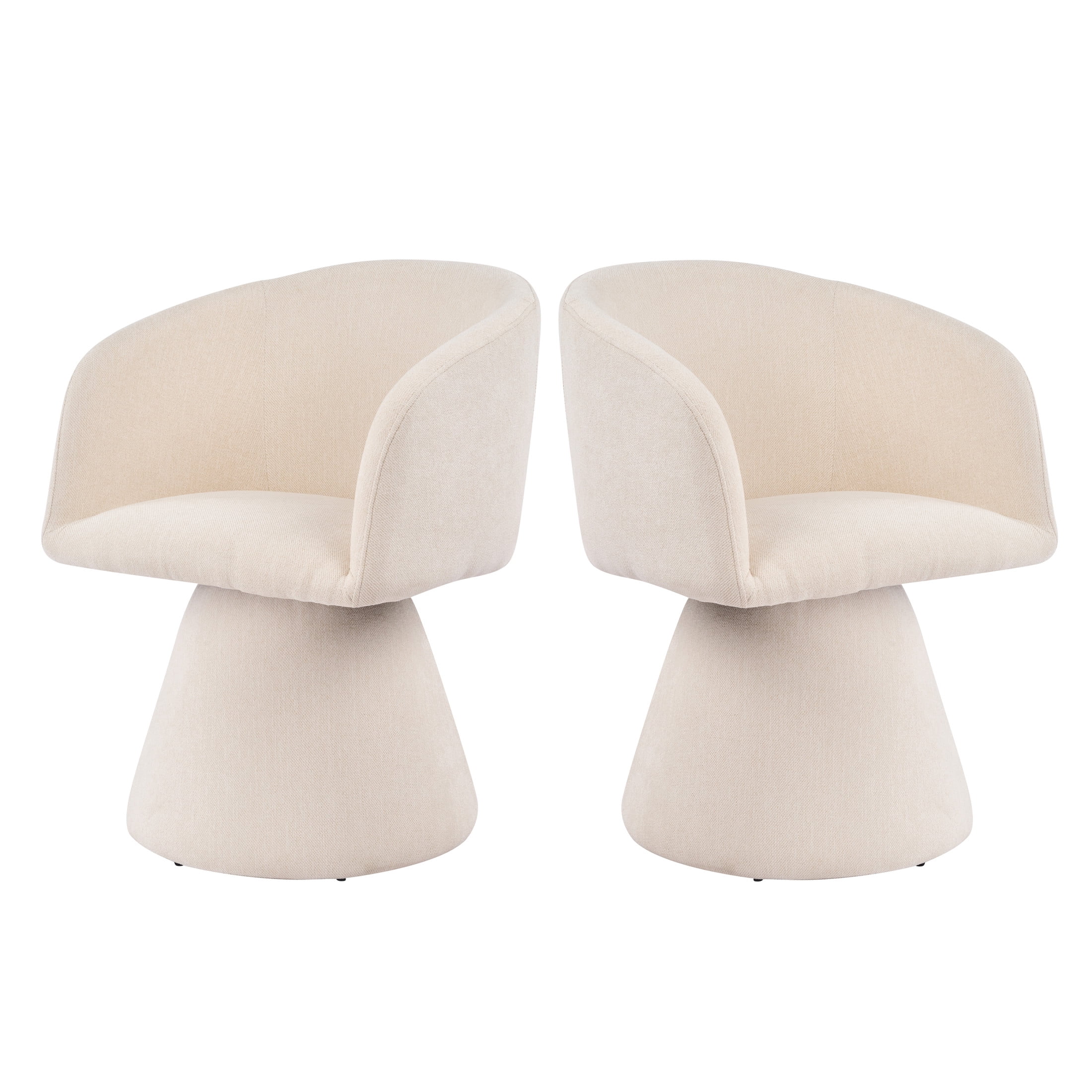Christopher Knight Home Modern 180° Swivel Upholstered Dining Armchairs, Beige, Set of 2