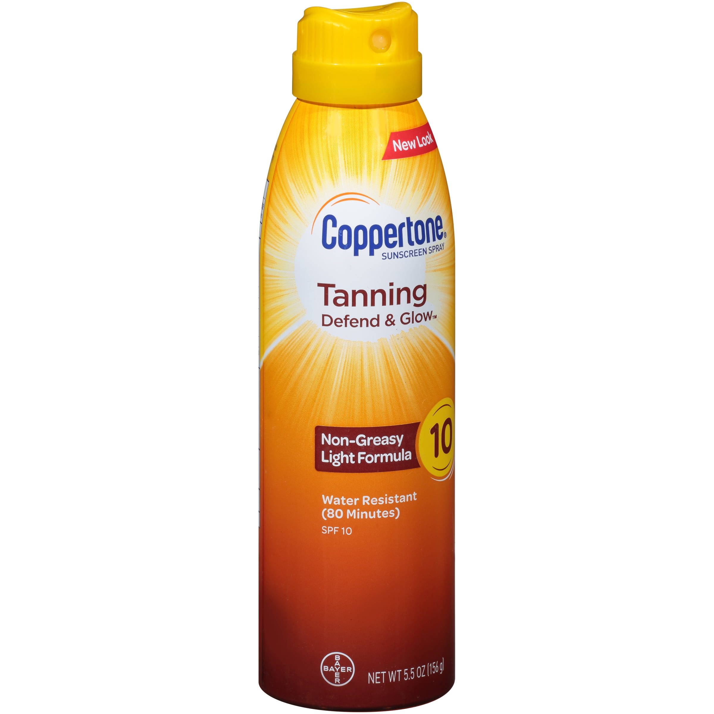 Coppertone Tanning Defend & Glow Sunscreen Spray SPF 10, 5.5 oz
