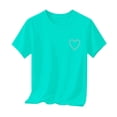thumbnail image 7 of Babcutegg Solid Color Casual Short Sleeve Top With Subtle Rhinestone Accents And Minimalist Print For Kids Light Blue Size 10, 7 of 7