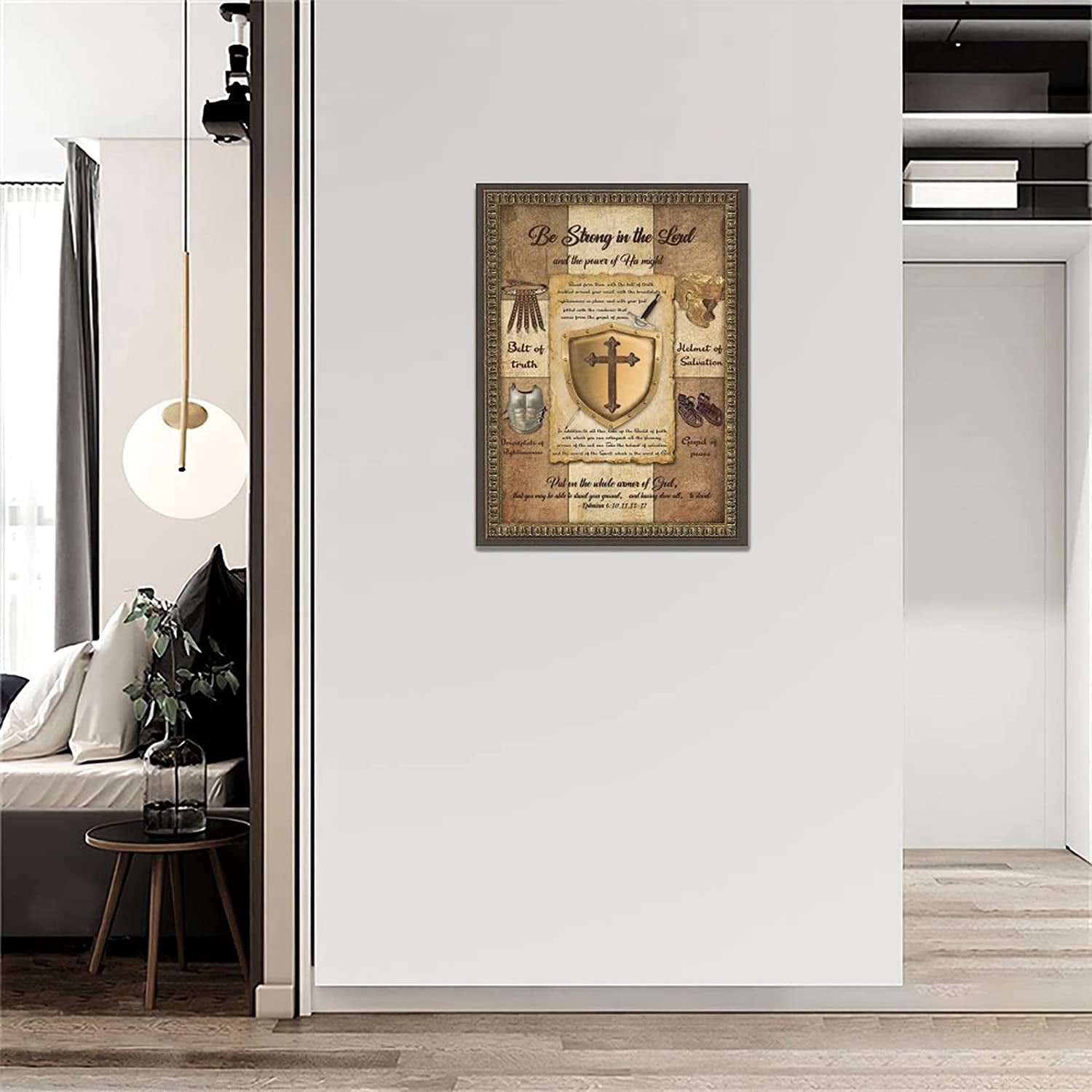 Christian Wall Art Christian Bible Verse Pictures Wall Decor Vintage Sword of Spirit Painting Inspirational Scripture Canvas Prints Religious Artwork Framed Home Bedroom Living Room Decor 12"x16"
