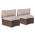 thumbnail image 1 of SUNSITT Outdoor 2-Piece Half-Moon Sectional Woven Sectional Set with Beige Cushions, 1 of 5
