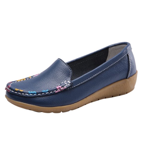 CEHVOM Women Round Head Casual Flat Shoes Loafers Soft Bottom Casual Single Peas Shoes