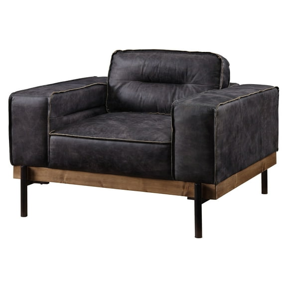 ACME Silchester Square Arm Tufted Accent Chair in Antique Ebony