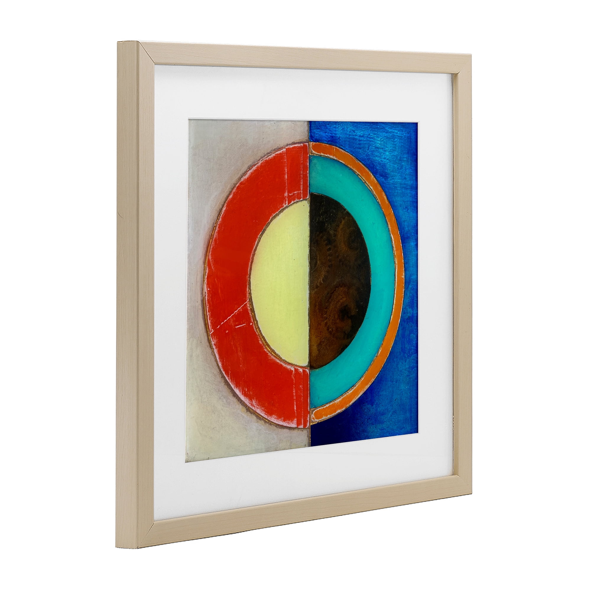 Stupell Industries Round Structured Color Block Birch Framed Print Under Glass, design by Matthew Finger
